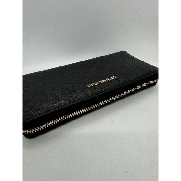 MICHAEL KORS Jet Set zip around continental leather large wallet wristlet -BLACK - Picture 6 of 9